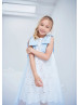 White And Blue Cotton Tulle Flower Girl Dress White And Blue Cotton Tulle Flower Girl Dress